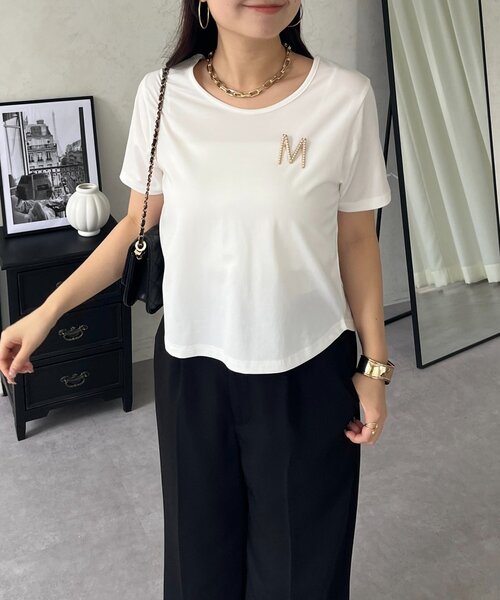 prose verse(プロズヴェール)の「【接触冷感】前後2wayセンタースリットクロップドTシャツ(Tシャツ/カットソー・レディース・オフホワイト/ブラック・LARGE/MEDIUM)」の5枚目の写真