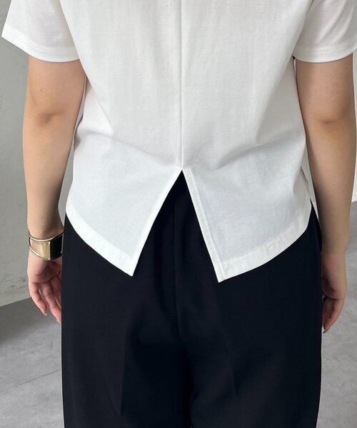 prose verse(プロズヴェール)の「【接触冷感】前後2wayセンタースリットクロップドTシャツ(Tシャツ/カットソー・レディース・オフホワイト/ブラック・LARGE/MEDIUM)」の19枚目の写真