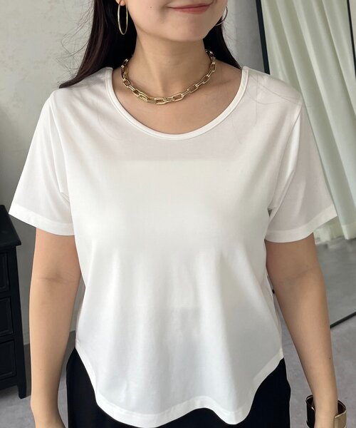 prose verse(プロズヴェール)の「【接触冷感】前後2wayセンタースリットクロップドTシャツ(Tシャツ/カットソー・レディース・オフホワイト/ブラック・LARGE/MEDIUM)」の20枚目の写真