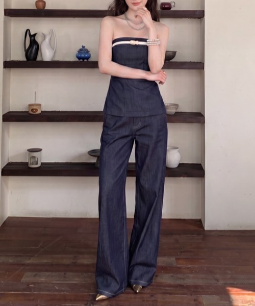 FAVORITO(ファヴォリート)の「オフショルダートップスパンツセットアップ(セットアップ・レディース・ブルー・S/M/L)」の10枚目の写真
