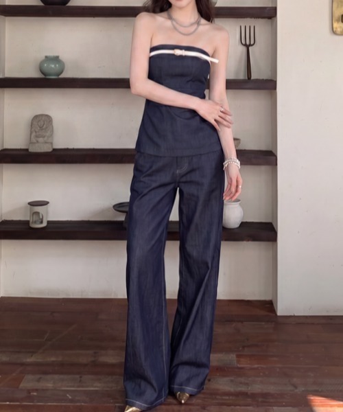 FAVORITO(ファヴォリート)の「オフショルダートップスパンツセットアップ(セットアップ・レディース・ブルー・S/M/L)」の2枚目の写真