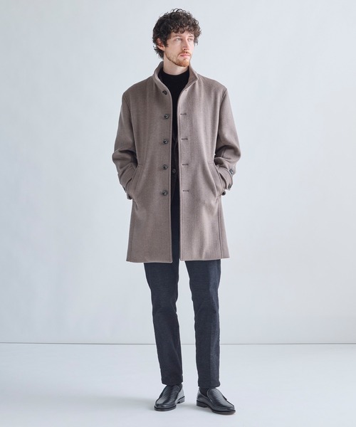 MEN'S BIGI(メンズビギ)の「スーパー140ウールビーバーヘリンボーンスタンドカラーコート(ダウンジャケット/コート・メンズ・ブルー/ネイビー/グレー/ベージュ・04/01/02/03)」の9枚目の写真