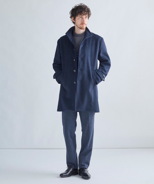 MEN'S BIGI(メンズビギ)の「スーパー140ウールビーバーヘリンボーンスタンドカラーコート(ダウンジャケット/コート・メンズ・ブルー/ネイビー/グレー/ベージュ・04/01/02/03)」の10枚目の写真