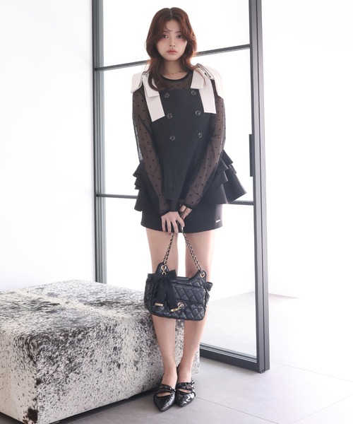 Seemi. byNICECLAUP( シーミーバイナイスクラップ)の「【Seemi.】シアードットトップス(Tシャツ/カットソー・レディース・ブラック/アイボリー・FREE)」の17枚目の写真