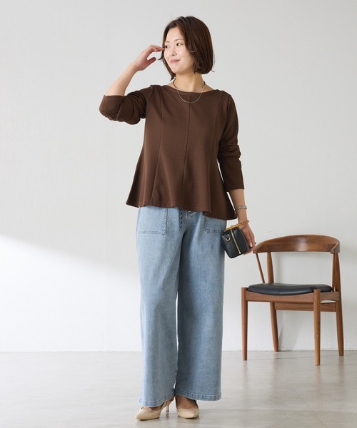 COLLAGE GALLARDAGALANTE(コラージュガリャルダガランテ)の「インフルエンサーMatsusita企画/前後2WAY/ワッフルペプラムカットソー(Tシャツ/カットソー・レディース・ブラウン/ブラック/アイボリー・FREE)」の5枚目の写真