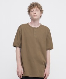 《DAILY/デイリー》BIG SIZE RIB S/S HENLEY NECK T-SHIRT / ビックサイズ リブ 半袖 ヘンリーネック Tシャツ / AVIREX / アヴィレックス