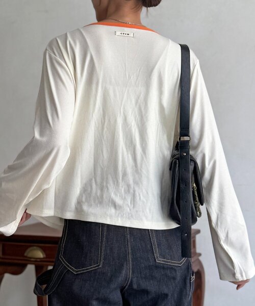 CPCM(シーピーシーエム)の「シャーリングカットカーディガン(Tシャツ/カットソー・レディース・アイボリー/ブラウン/グレー/ネイビー・FREE)」の9枚目の写真
