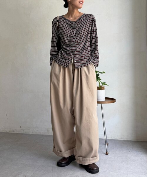 CPCM(シーピーシーエム)の「シャーリングカットカーディガン(Tシャツ/カットソー・レディース・アイボリー/ブラウン/グレー/ネイビー・FREE)」の17枚目の写真