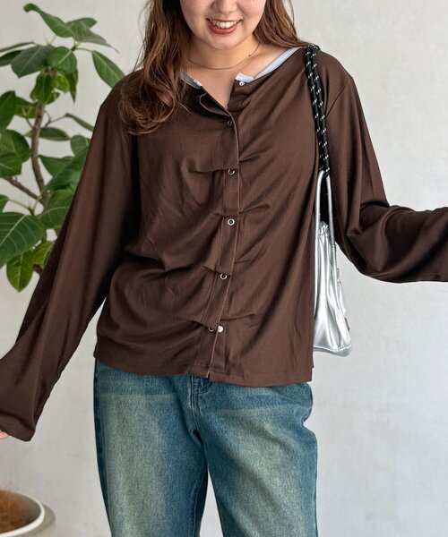 CPCM(シーピーシーエム)の「シャーリングカットカーディガン(Tシャツ/カットソー・レディース・アイボリー/ブラウン/グレー/ネイビー・FREE)」の19枚目の写真