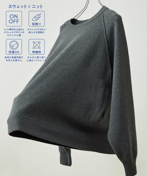 FREAK'S STORE(フリークスストア)の「限定展開 Relax Fit リラックスフィット スウェットライク クルーネック ニット(ニット/セーター・メンズ・チャコールグレー/レッド/ブラウン/ブラック/イエロー/グレー/ネイビー・LARGE/MEDIUM)」の3枚目の写真
