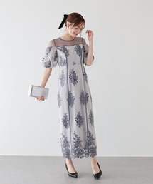 スパンコール刺繍シアードレス 結婚式 成人式 二次会 同窓会 セレモニー パーティードレス オケージョンドレス お呼ばれ