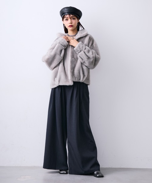 MONOe(モノエ)の「プリーツタックワイドスラックスパンツ(スラックス・レディース・グレー/ブラック・LARGE/MEDIUM/SMALL)」の15枚目の写真