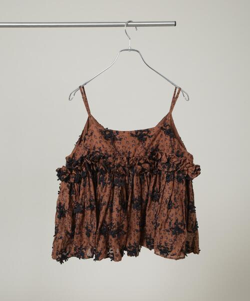 crinkle crinkle crinkle（クリンクルクリンクルクリンクル）の「crinkle crinkle crinkle/3D embroidery leopard cami(セットアップ可)（キャミソール・レディース・ブラウン・FREE）」の2枚目の写真