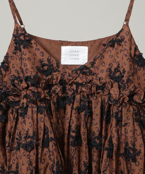 crinkle crinkle crinkle（クリンクルクリンクルクリンクル）の「crinkle crinkle crinkle/3D embroidery leopard cami(セットアップ可)（キャミソール・レディース・ブラウン・FREE）」の3枚目の写真