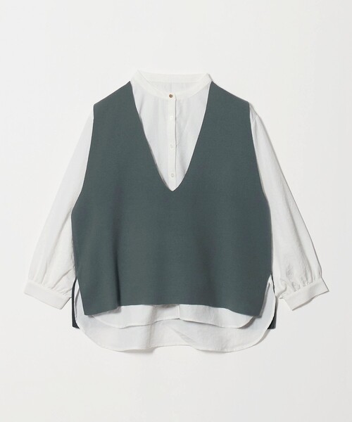 A DAY IN THE LIFE UNITED ARROWS(アデイインザライフユナイテッドアローズ)の「Vネックベスト+シャツ ‐セットアイテム・ウォッシャブル‐<A DAY IN THE LIFE>(ニット/セーター・レディース・ネイビー/ダークブラウン/ダークグレー・FREE)」の2枚目の写真