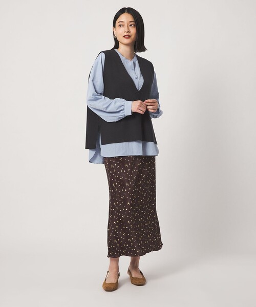 A DAY IN THE LIFE UNITED ARROWS(アデイインザライフユナイテッドアローズ)の「Vネックベスト+シャツ ‐セットアイテム・ウォッシャブル‐<A DAY IN THE LIFE>(ニット/セーター・レディース・ネイビー/ダークブラウン/ダークグレー・FREE)」の5枚目の写真