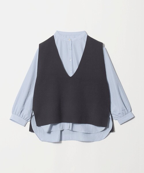 A DAY IN THE LIFE UNITED ARROWS(アデイインザライフユナイテッドアローズ)の「Vネックベスト+シャツ ‐セットアイテム・ウォッシャブル‐<A DAY IN THE LIFE>(ニット/セーター・レディース・ネイビー/ダークブラウン/ダークグレー・FREE)」の10枚目の写真