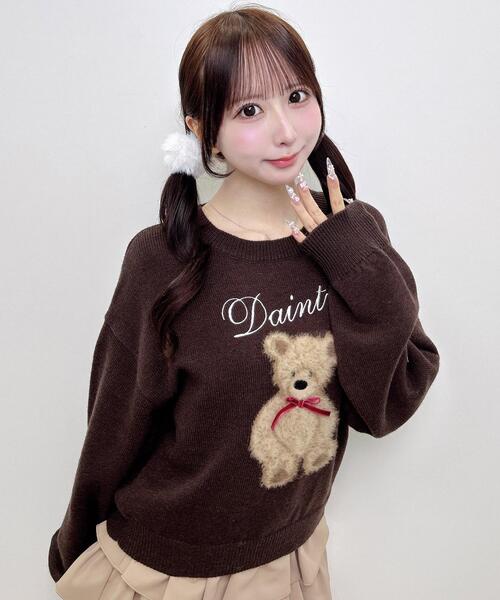 INGNI(イング)の「フェザーベアーニット(ニット/セーター・レディース・ネイビー/ブラウン/オフホワイト/ボルドー・M)」の2枚目の写真