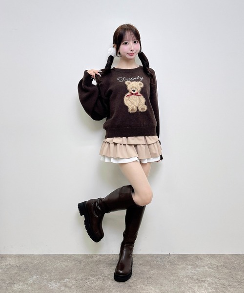 INGNI(イング)の「フェザーベアーニット(ニット/セーター・レディース・ネイビー/ブラウン/オフホワイト/ボルドー・M)」の22枚目の写真