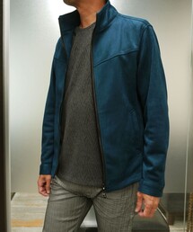 ライトスウェードポンチフルジップスタンドブルゾン