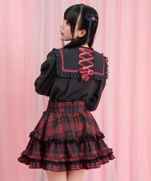 Secret Honey(シークレットハニー)の「レースアップセーラーブラウス(シャツ/ブラウス・レディース・オフホワイト/ブラック・MEDIUM)」の3枚目の写真