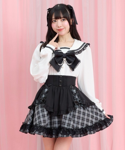 Secret Honey(シークレットハニー)の「レースアップセーラーブラウス(シャツ/ブラウス・レディース・オフホワイト/ブラック・MEDIUM)」の12枚目の写真