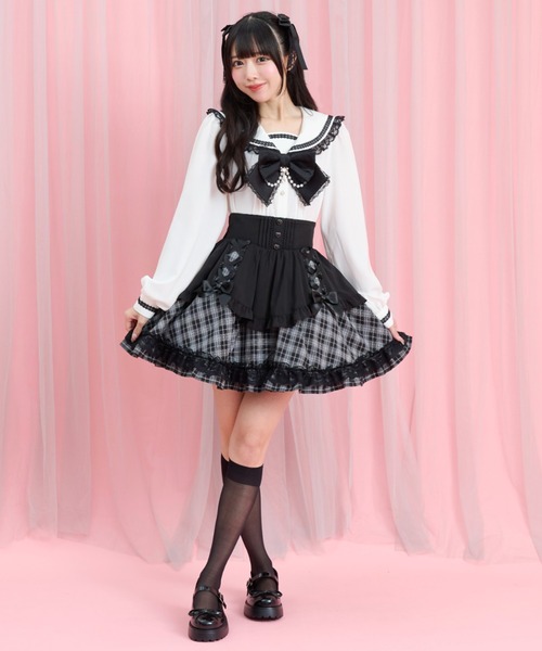 Secret Honey(シークレットハニー)の「レースアップセーラーブラウス(シャツ/ブラウス・レディース・オフホワイト/ブラック・MEDIUM)」の11枚目の写真