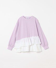 SHIPS（シップス）の「〈手洗い可能〉ストライプ フリル ドッキング プルオーバー <KIDS>（Tシャツ/カットソー）」