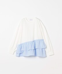 SHIPS（シップス）の「〈手洗い可能〉ストライプ フリル ドッキング プルオーバー <KIDS>（Tシャツ/カットソー）」