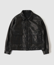 A LEATHER / エーレザー Trucker Jacket
