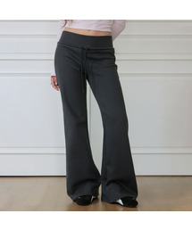 Wide Waistband Fleece Bootcut Pants [Charcoal]