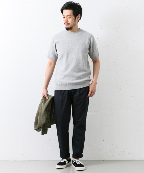 URBAN RESEARCH DOORS MENS（アーバンリサーチ ドアーズ メンズ）の「DOORS 綿ナイロン クルーネックニットTee（Tシャツ/カットソー・メンズ・オフホワイト/グレー系その他/その他1/ネイビー・38/40）」の6枚目の写真