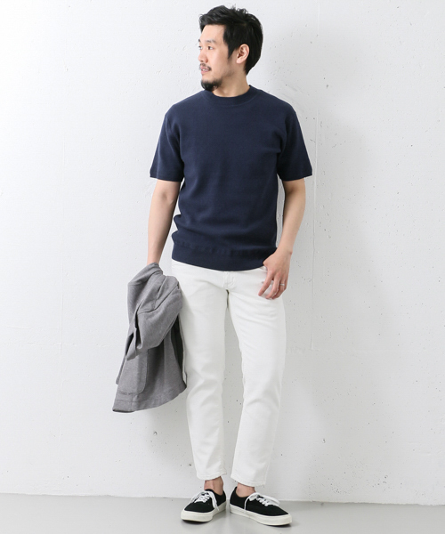 URBAN RESEARCH DOORS MENS（アーバンリサーチ ドアーズ メンズ）の「DOORS 綿ナイロン クルーネックニットTee（Tシャツ/カットソー・メンズ・オフホワイト/グレー系その他/その他1/ネイビー・38/40）」の7枚目の写真