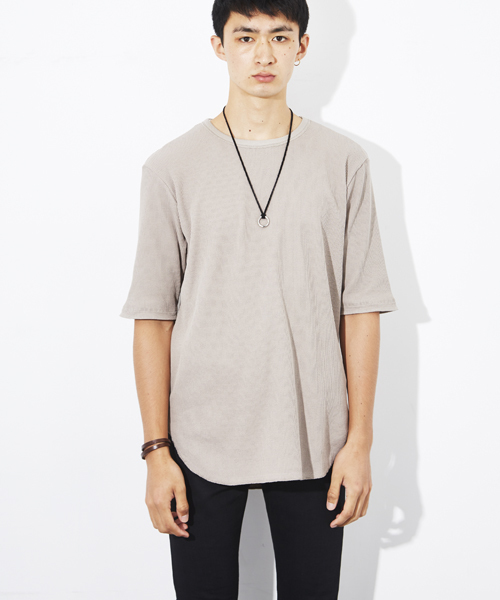 STUDIOUS（ステュディオス）の「ワッフルハーフスリーブTシャツ（Tシャツ/カットソー・メンズ・ホワイト/ベージュ/グレー・1/2/3）」の9枚目の写真