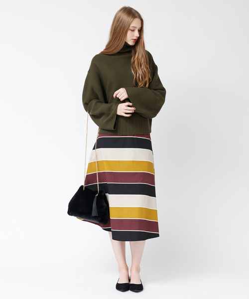 titivate(ティティベイト)の「マルチボーダーフレアスカート(スカート・レディース・ブラック/ブラウン・M/S)」の7枚目の写真