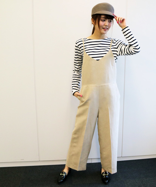 N.（N. Natural Beauty Basic）（エヌエヌナチュラルビューティーベーシック）の「【non-no 1月号掲載】スエードキャミオールインワン（つなぎ/オールインワン・レディース・ブラック/ベージュ/ブラウン・MEDIUM）」の4枚目の写真