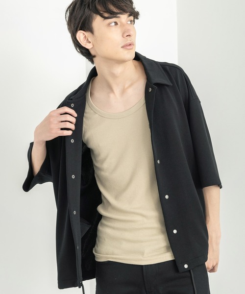 Rocky Monroe(ロッキーモンロー)の「Uネックテレコ素材タンクトップ(タンクトップ・メンズ・グレー/ライトピンク/パープル/イエロー/ターコイズブルー/ブルー/チャコールグレー/ダークブルー/オレンジ/チャコール/モカ/ブラウン/オフホワイト/サックスブルー/レッド/バーガンディー/ブラック/オリーブ/ライム/ライトグレー/ネイビー・L/M/LL)」の8枚目の写真