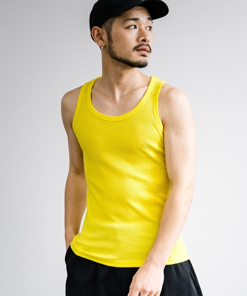 Uネックテレコ素材タンクトップ（タンクトップ）｜Rocky Monroe