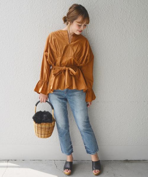 SHIPS for women(シップスフォーウィメン)の「ne Quittez pas:ウエストリボンブラウス◇(シャツ/ブラウス・レディース・ベージュ系その他/キャメル・ONE SIZE)」の11枚目の写真