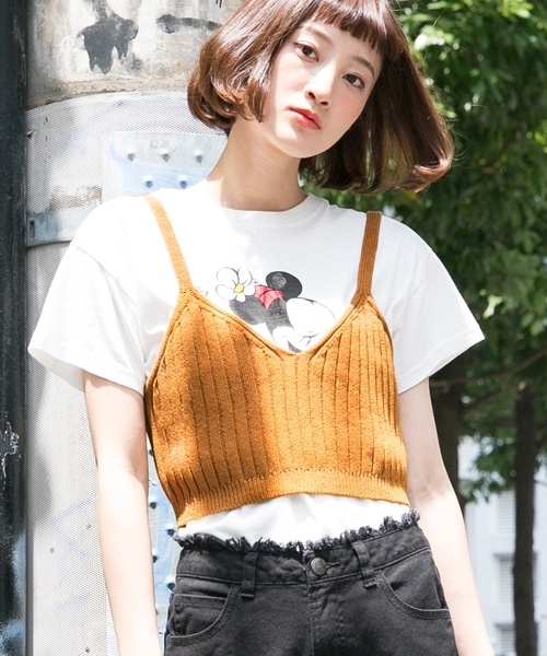 LOWRYS FARM（ローリーズファーム）の「５Ｇリブニットキャミ　767133（キャミソール・レディース・オフホワイト/ブラウン/ブラック・FREE）」の3枚目の写真