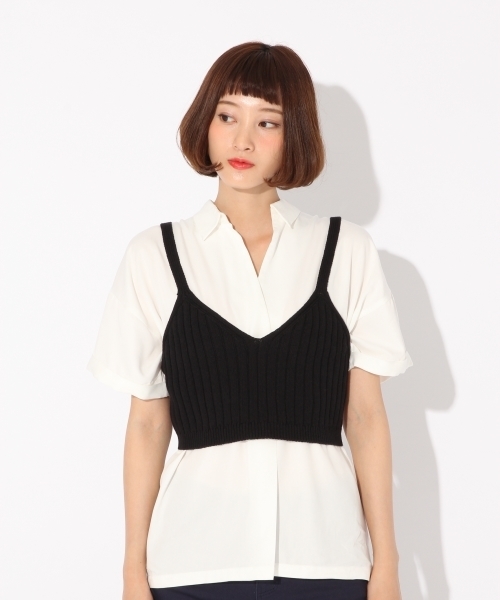 LOWRYS FARM（ローリーズファーム）の「５Ｇリブニットキャミ　767133（キャミソール・レディース・オフホワイト/ブラウン/ブラック・FREE）」の2枚目の写真