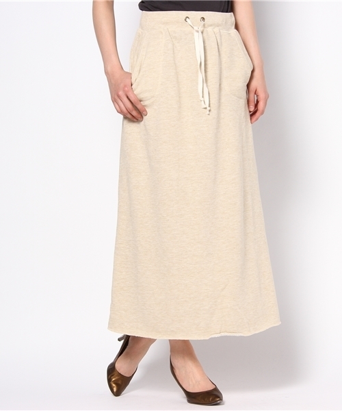 DISCOAT（ディスコート）の「ﾗﾒ裏毛ﾛﾝｸﾞｽｶｰﾄ（スカート・レディース・アイボリー/グレー/ピンクベージュ・ﾌﾘ-）」の3枚目の写真