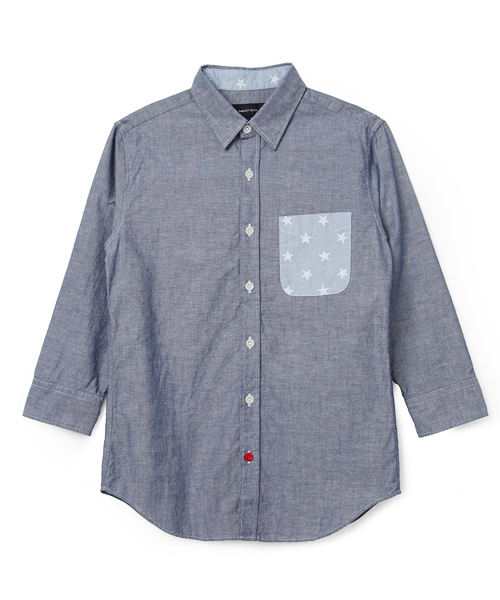 SHIPS JET BLUE（シップスジェットブルー）の「JB: ダンガリースター7スリーブシャツ■（シャツ/ブラウス・メンズ・ブラック/ネイビー・SMALL/MEDIUM/LARGE）」の3枚目の写真