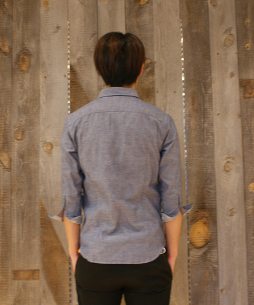 SHIPS JET BLUE（シップスジェットブルー）の「JB: ダンガリースター7スリーブシャツ■（シャツ/ブラウス・メンズ・ブラック/ネイビー・SMALL/MEDIUM/LARGE）」の5枚目の写真