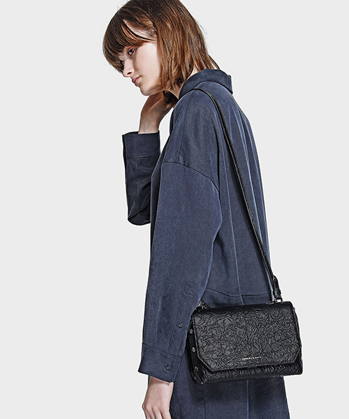 CHARLES & KEITH(チャールズ & キース)の「プッシュロックチェーンショルダーバッグ/PUSH-LOCK CHAIN SHOULDER BAG(ショルダーバッグ・レディース・ライトグレー/ブラック・M)」の3枚目の写真