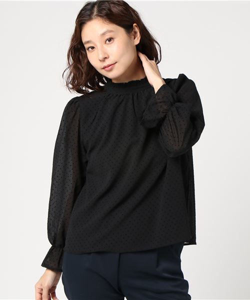 natural couture（ナチュラルクチュール）の「ドットフロッキーちびハイブラウス（シャツ/ブラウス・レディース・アイボリー/ピンク/ブラック・FREE）」の12枚目の写真