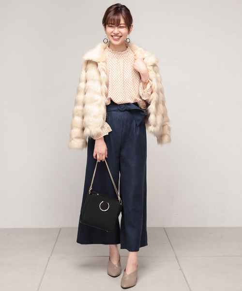 natural couture（ナチュラルクチュール）の「ドットフロッキーちびハイブラウス（シャツ/ブラウス・レディース・アイボリー/ピンク/ブラック・FREE）」の15枚目の写真