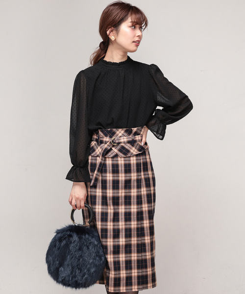 natural couture（ナチュラルクチュール）の「ドットフロッキーちびハイブラウス（シャツ/ブラウス・レディース・アイボリー/ピンク/ブラック・FREE）」の10枚目の写真