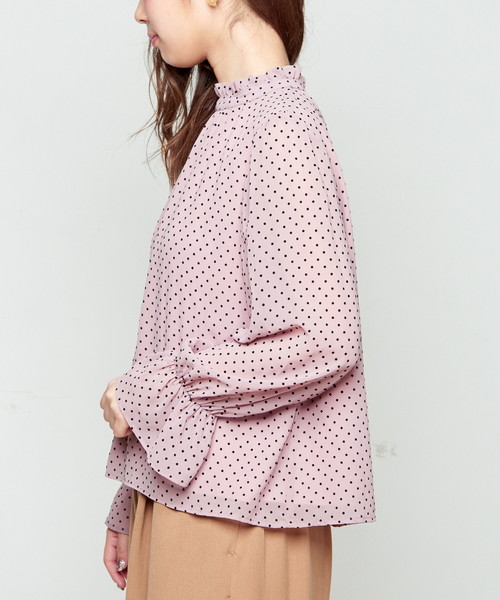 natural couture（ナチュラルクチュール）の「ドットフロッキーちびハイブラウス（シャツ/ブラウス・レディース・アイボリー/ピンク/ブラック・FREE）」の16枚目の写真