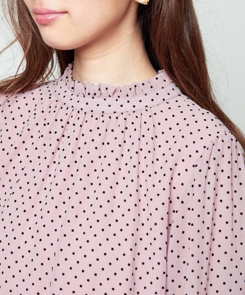 natural couture（ナチュラルクチュール）の「ドットフロッキーちびハイブラウス（シャツ/ブラウス・レディース・アイボリー/ピンク/ブラック・FREE）」の22枚目の写真